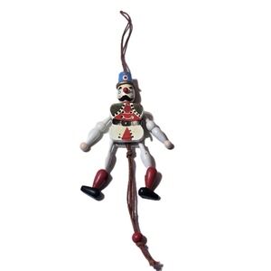 Vintage Wooden Pull String Jumping Jack Christmas Toy Soldier Ornament Handpaint